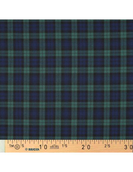 Tecidos tartan escoceses - Preto, azul e verde