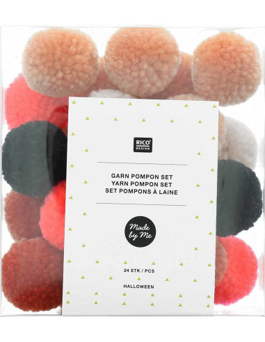Conjunto de 24 pompons de lã - Halloween