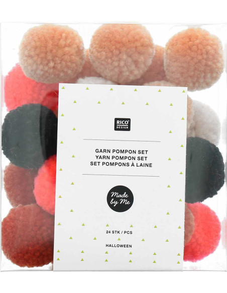 Conjunto de 24 pompons de lã - Halloween