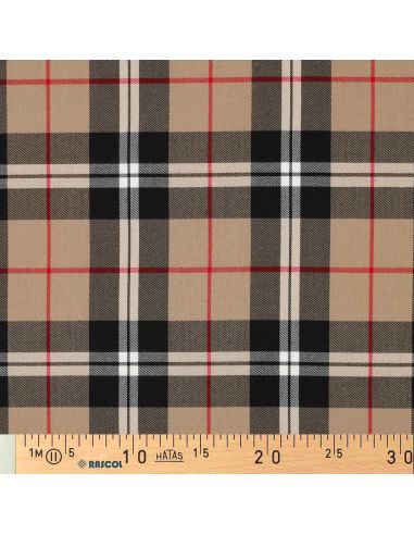 Tecidos tartan escoceses - Camel e preto