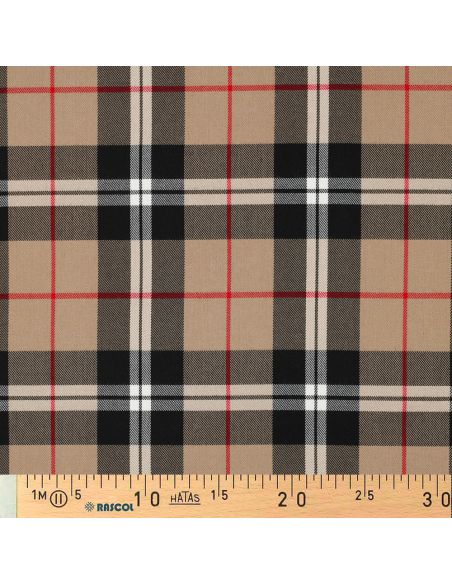 Tecidos tartan escoceses - Camel e preto