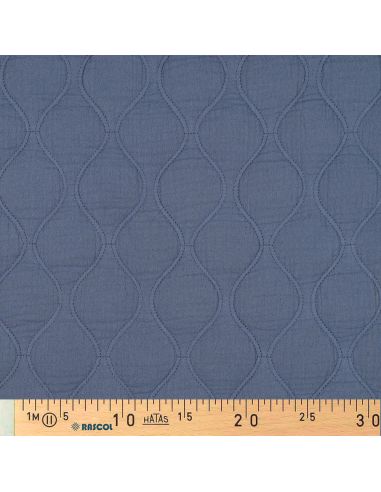 Tecido acolchoado gaze dupla - Azul jeans