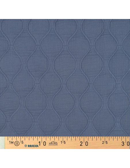 Tecido acolchoado gaze dupla - Azul jeans