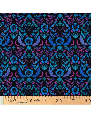 Tecido jersey estampado Clara - Fundo preto