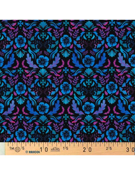 Tecido jersey estampado Clara - Fundo preto
