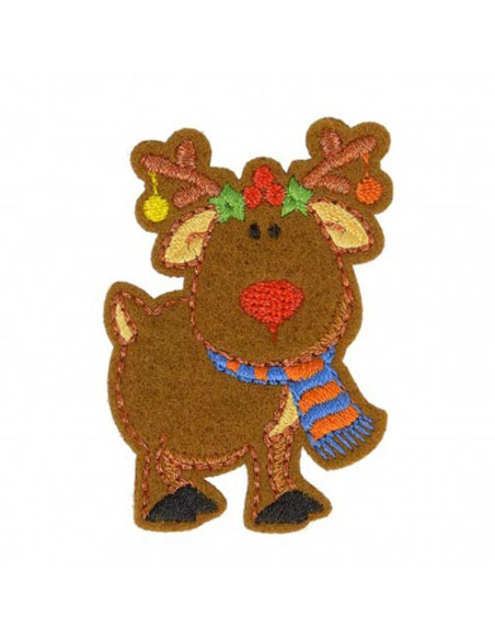 Emblema termocolante de Natal - Rena do Papai Noel