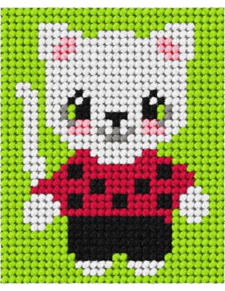 Kit de bordado infantil - Gatinho com suéter