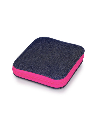 Necessaire de costura - Jeans com fecho fúcsia