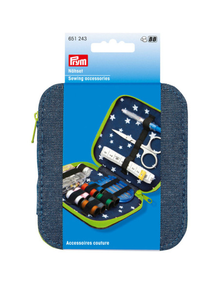 Necessaire de costura - Jeans com fecho verde