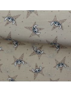 Tecido jersey Lilo & Stitch - Estrelas bege