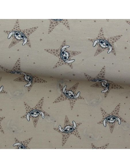 Tecido jersey Lilo & Stitch - Estrelas bege