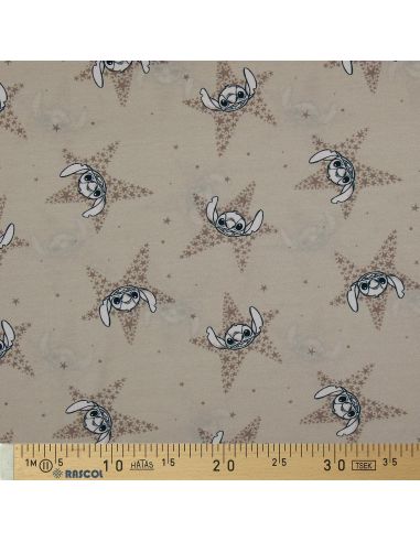 Tecido jersey Lilo & Stitch - Estrelas bege