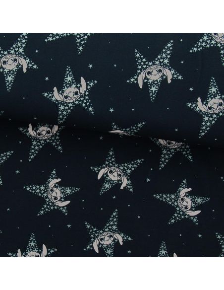 Tecido jersey Lilo & Stitch - Estrelas azul-marinho