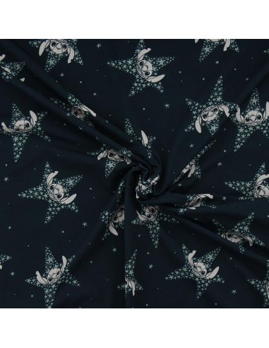 Tecido jersey Lilo & Stitch - Estrelas azul-marinho