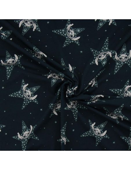 Tecido jersey Lilo & Stitch - Estrelas azul-marinho