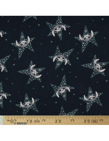 Tecido jersey Lilo & Stitch - Estrelas azul-marinho