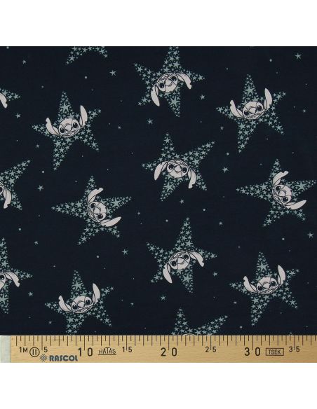 Tecido jersey Lilo & Stitch - Estrelas azul-marinho