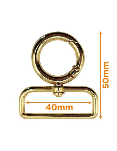 Mosquetão giratório redondo - Ouro 40 x 20 mm
