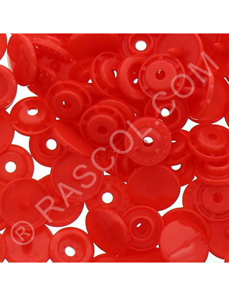 Pacote de 25 botões de pressão de resina KAM redondos - Vermelho claro