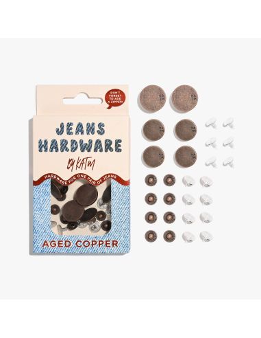 Conjunto de botões de jeans e rebites - Cobre