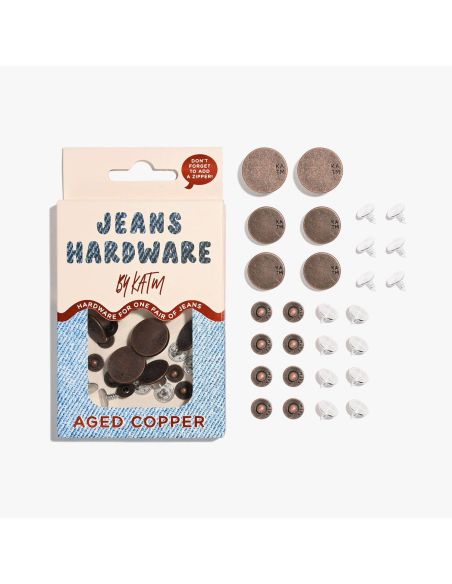 Conjunto de botões de jeans e rebites - Cobre