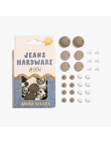 Conjunto de botões de jeans e rebites - Latão
