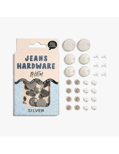 Kit de botões jeans e rebites - Prata