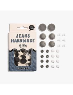 Conjunto de botões de jeans e rebites - Estanho