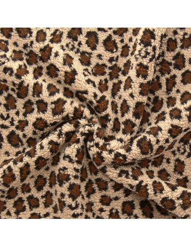 Tecido Teddy leopardo - Bege escuro
