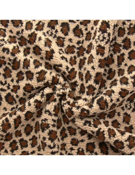 Tecido Teddy leopardo - Bege escuro