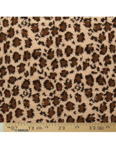 Tecido Teddy leopardo - Bege escuro