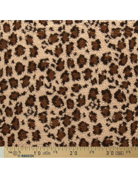 Tecido Teddy leopardo - Bege escuro