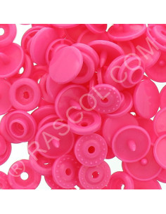 Pacote de 25 botões de pressão de resina KAM redondos - Rosa fluorescente