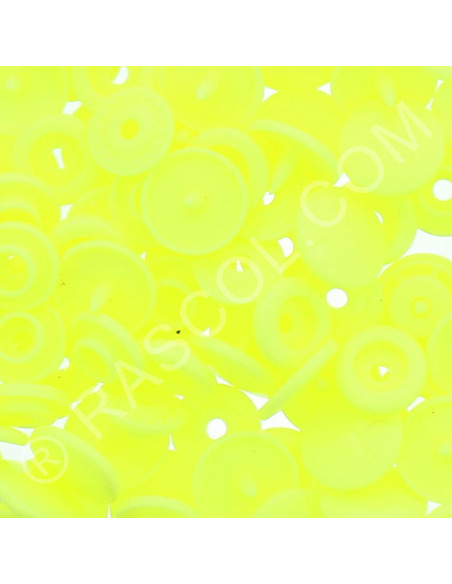 Pacote de 25 botões de pressão de resina KAM redondos - Amarelo fluorescente