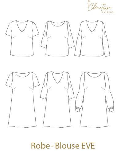 Molde de blusa-vestido Eve - Clématisse Pattern