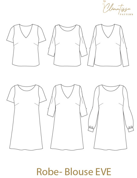 Molde de blusa-vestido Eve - Clématisse Pattern