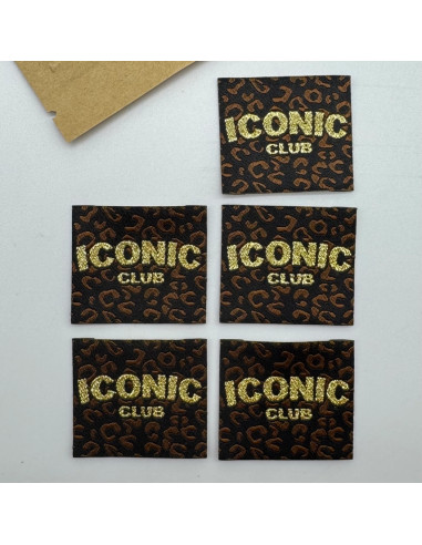 Conjunto de 5 etiquetas tecidas para costurar Iconic Club