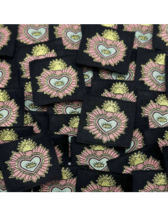 Conjunto de 5 etiquetas tecidas para costurar Ex Voto - Preto
