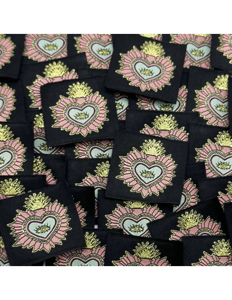 Conjunto de 5 etiquetas tecidas para costurar Ex Voto - Preto