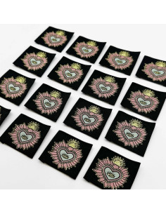 Conjunto de 5 etiquetas tecidas para costurar Ex Voto - Preto 2