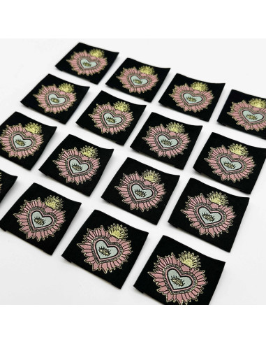 Conjunto de 5 etiquetas tecidas para costurar Ex Voto - Preto