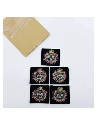 Conjunto de 5 etiquetas tecidas para costurar Ex Voto - Preto