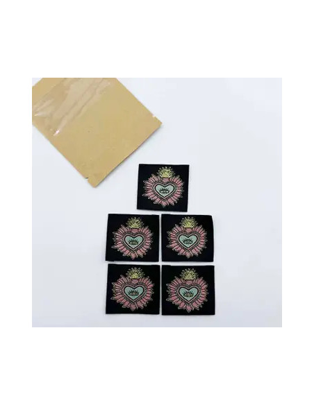 Conjunto de 5 etiquetas tecidas para costurar Ex Voto - Preto