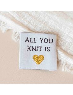 Etiqueta tecida para costurar All you knit is love