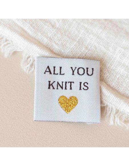 Etiqueta tecida para costurar All you knit is love