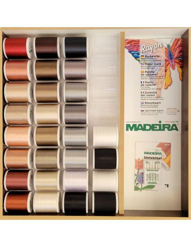 Caixa de fios para bordar à máquina Rayon Madeira 1000 m - Branco