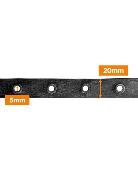Fita de imitação de couro preta com ilhós de canhão – 20 mm
