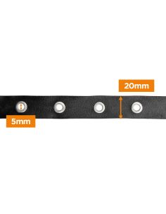 Fita de imitação de couro preta com ilhós prateados – 20 mm 2
