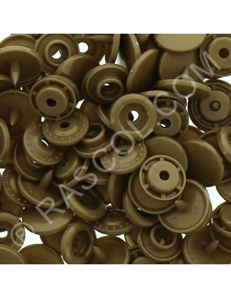 Saco com 25 botões de pressão de resina KAM redondos - Bronze