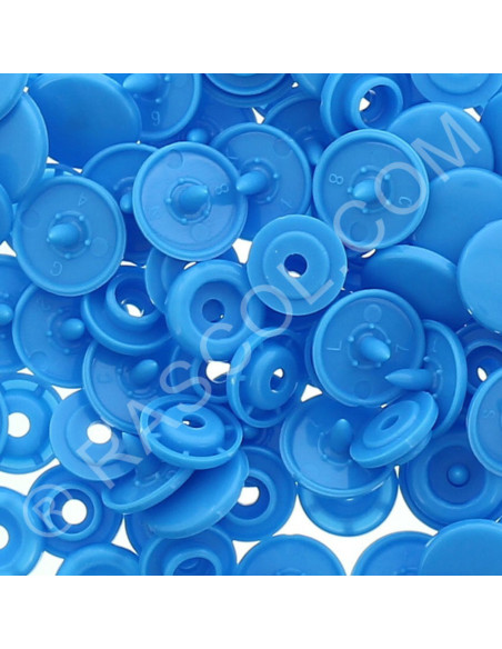 Pacote de 25 botões de pressão de resina KAM redondos - Azul royal